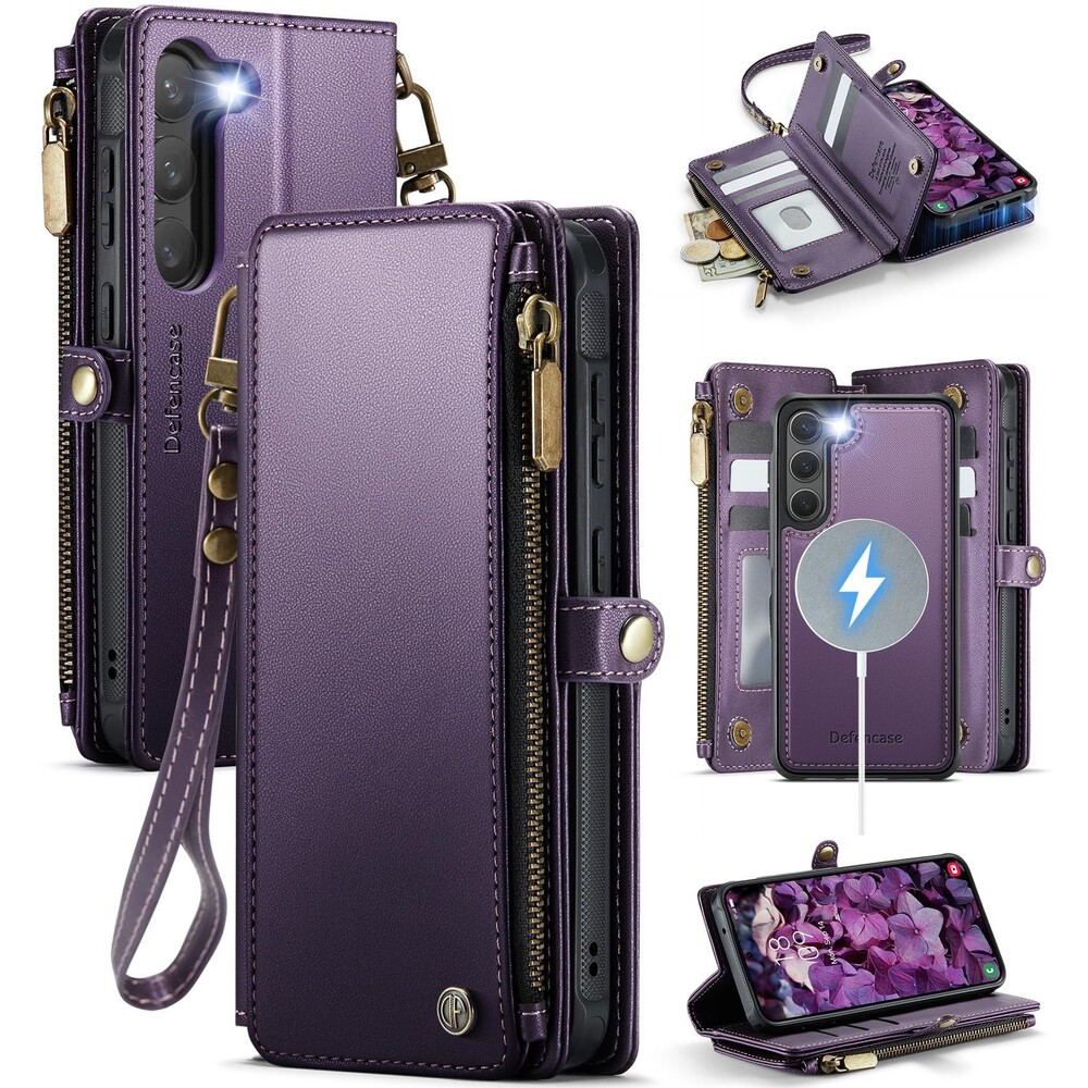 Case for Galaxy S23 Magnetic Wallet, Compatible with Magsafe Samsung (Purple)